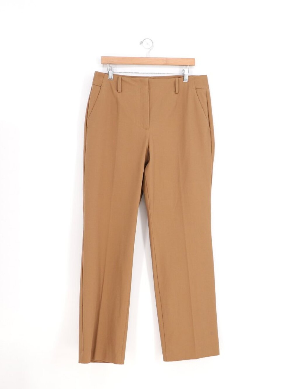 NWT Talbots Tribeca Fleat Front Trouser Slim Leg Ankle Pants Tan Brown Size 12